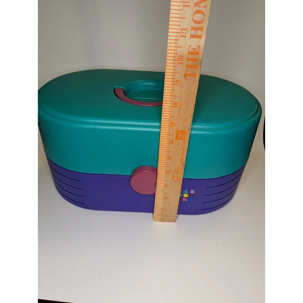 Vintage Caboodles Makeup Case Teal Purple Pink Mirror 3 Tier Organizer Girl 2640